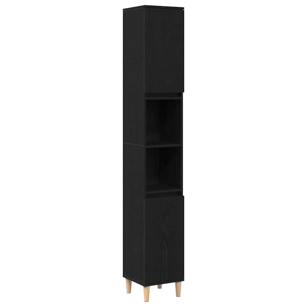 Set di mobili per il bagno Montaggio a parete 3 pcs Rovere Nero | homemem39