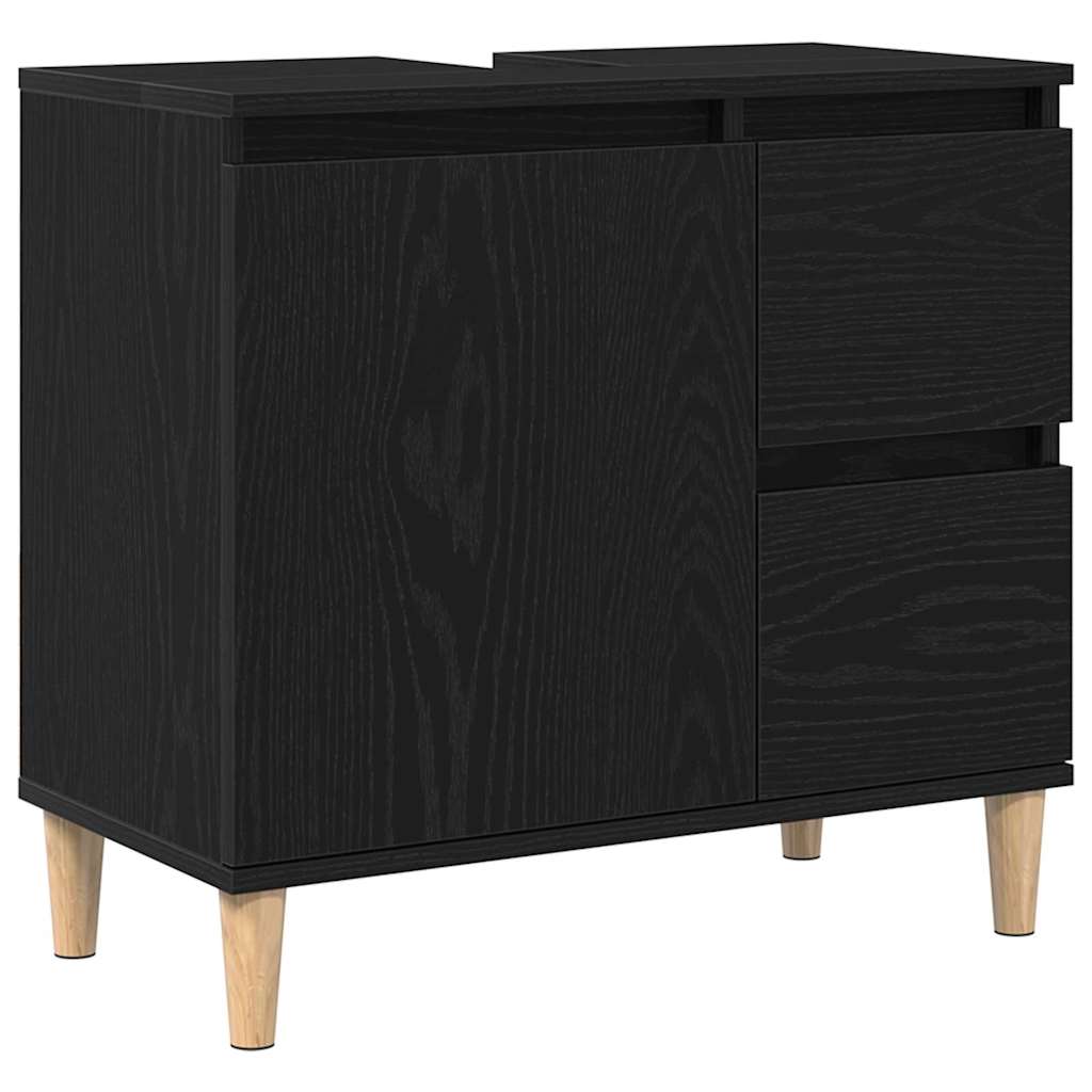 Set di mobili per il bagno Montaggio a parete 3 pcs Rovere Nero | homemem39