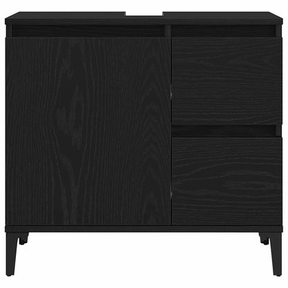 Set di mobili per il bagno Montaggio a parete 3 pcs Rovere Nero | homemem39