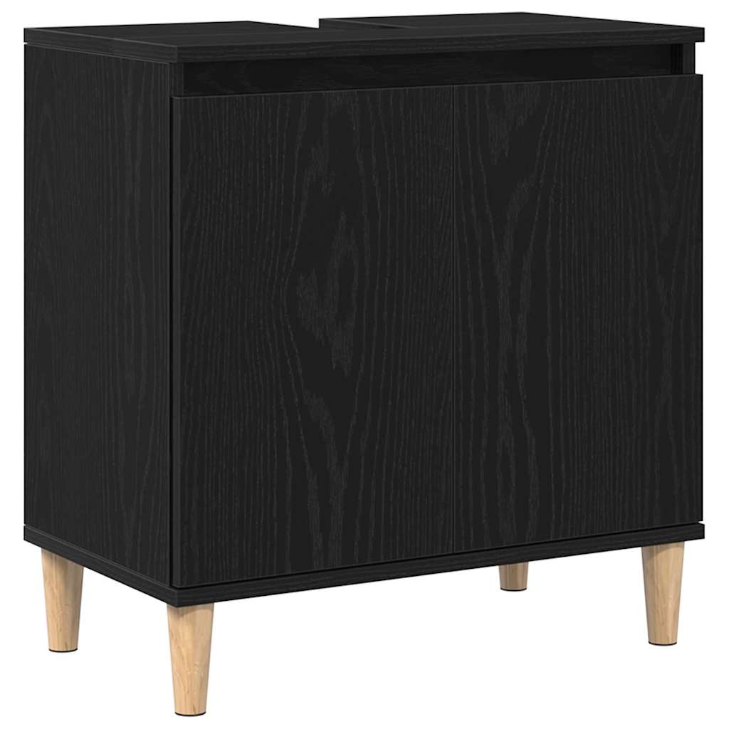 Set di mobili per il bagno Montaggio a parete 3 pcs Rovere Nero | homemem39