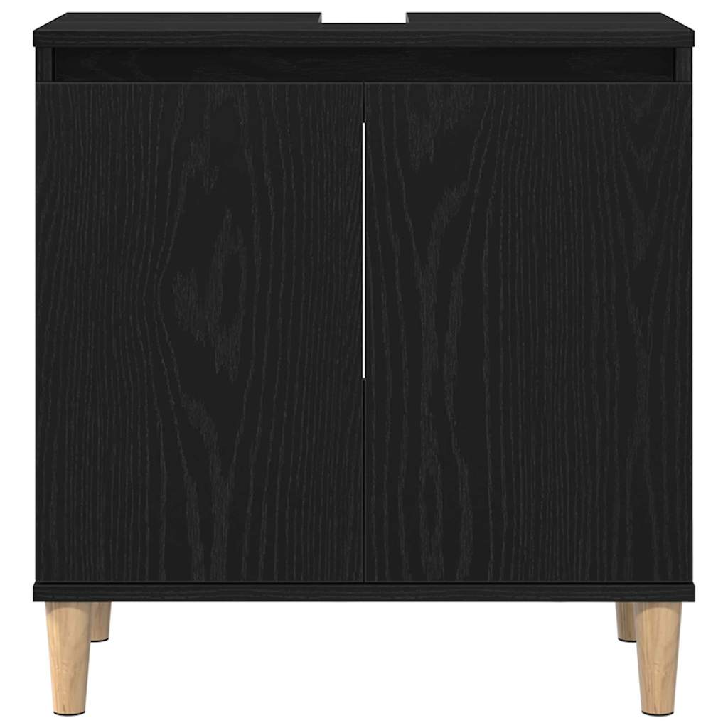 Set di mobili per il bagno Montaggio a parete 3 pcs Rovere Nero | homemem39