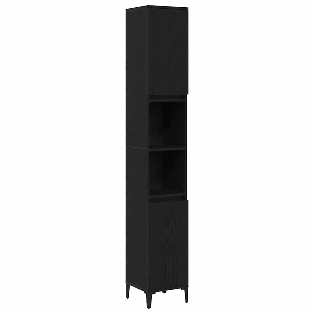 Set di mobili per il bagno Montaggio a parete 3 pcs Rovere Nero | homemem39