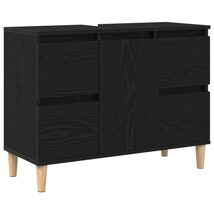 Set di mobili per il bagno Montaggio a parete 3 pcs Rovere Nero | homemem39