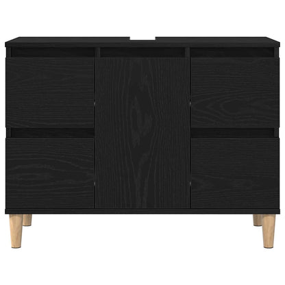 Set di mobili per il bagno Montaggio a parete 3 pcs Rovere Nero | homemem39