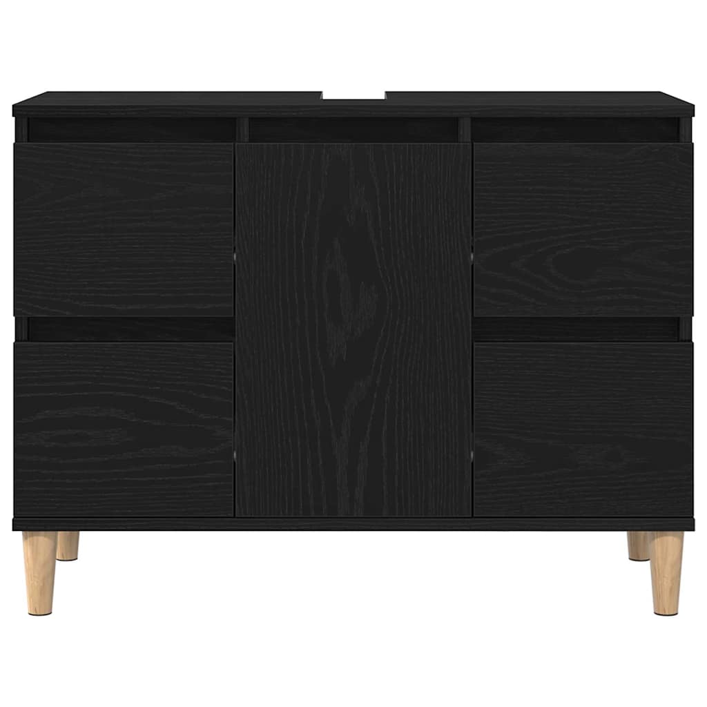 Set di mobili per il bagno Montaggio a parete 3 pcs Rovere Nero | homemem39