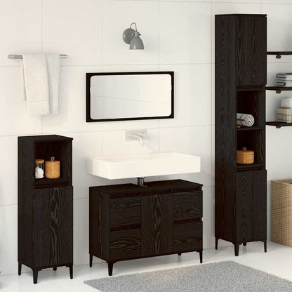 Set di mobili per il bagno Montaggio a parete 3 pcs Rovere Nero | homemem39