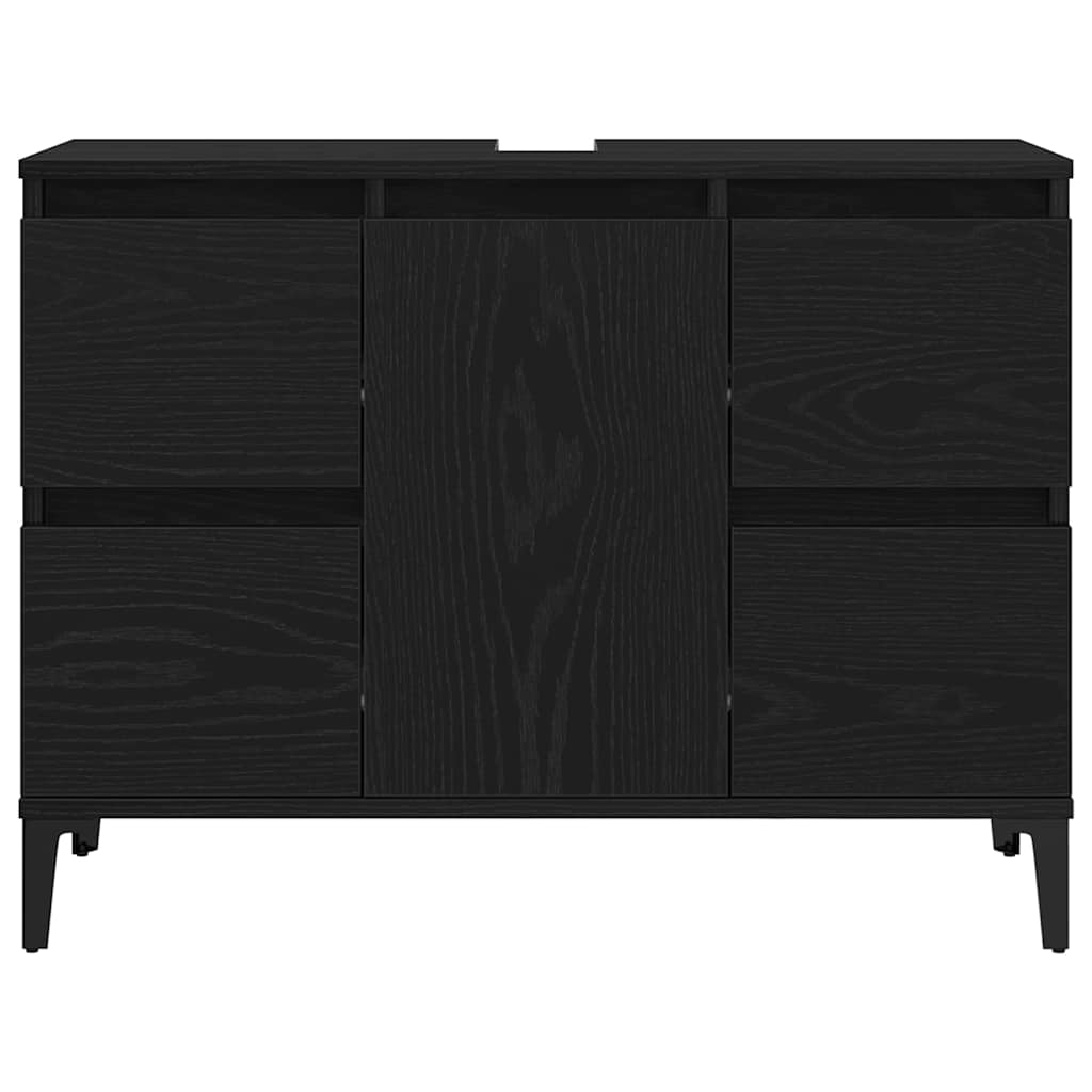 Set di mobili per il bagno Montaggio a parete 3 pcs Rovere Nero | homemem39