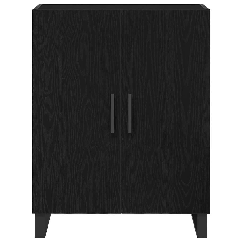Credenza 2 pcs Rovere Nero Legno multistrato