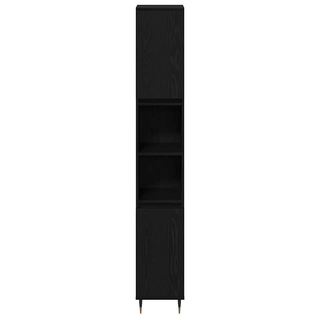Set di mobili per il bagno 3 pz Rovere Nero 30 x 30 x 190 cm | homemem39