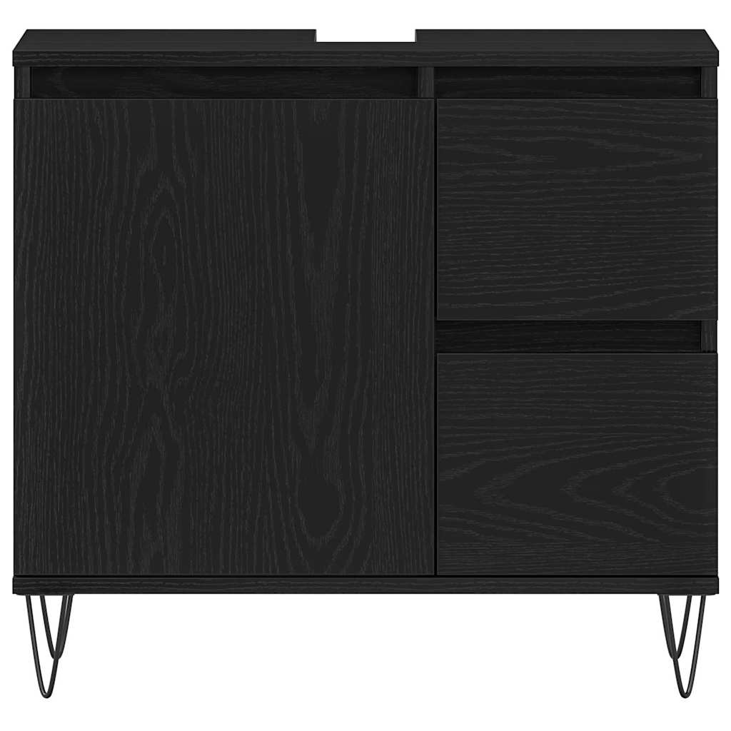 Set di mobili per il bagno 3 pcs Rovere Nero 30 x 30 x 190 cm | homemem39