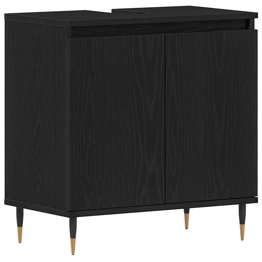 Set di mobili per il bagno 3 pcs Rovere Nero 30 x 30 x 190 cm | homemem39