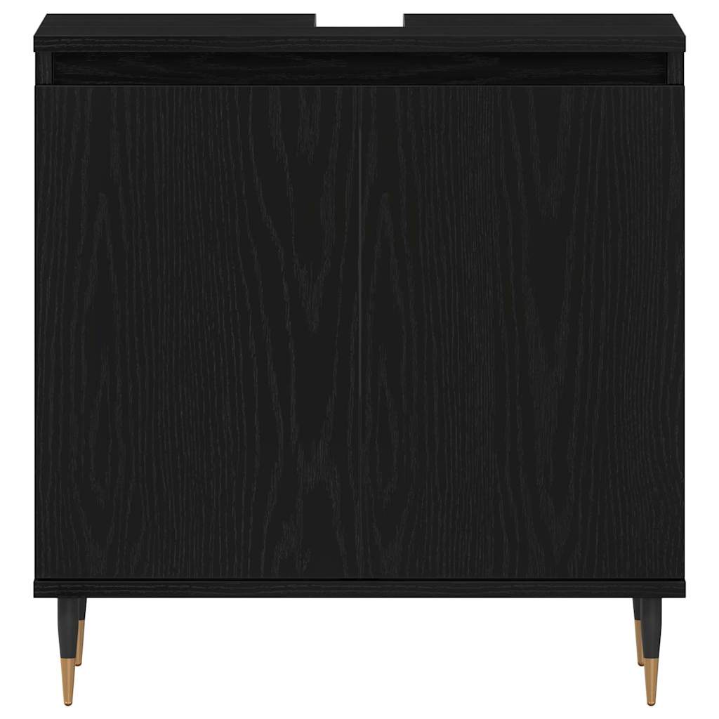 Set di mobili per il bagno 3 pcs Rovere Nero 30 x 30 x 190 cm | homemem39