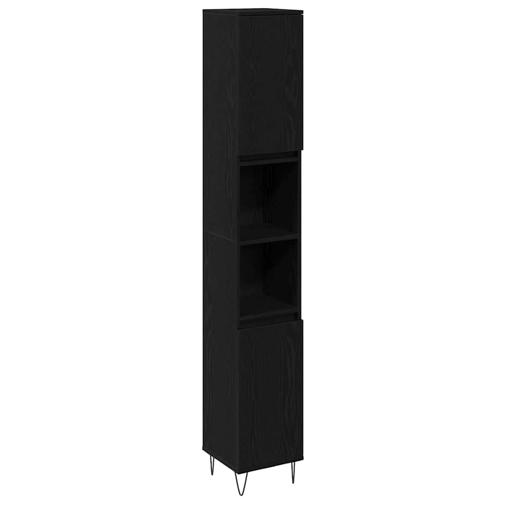 Set di mobili per il bagno 3 pcs Rovere Nero 30 x 30 x 190 cm | homemem39