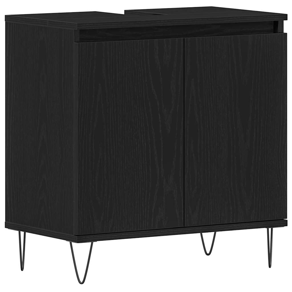 Set di mobili per il bagno 3 pcs Rovere Nero 30 x 30 x 190 cm | homemem39