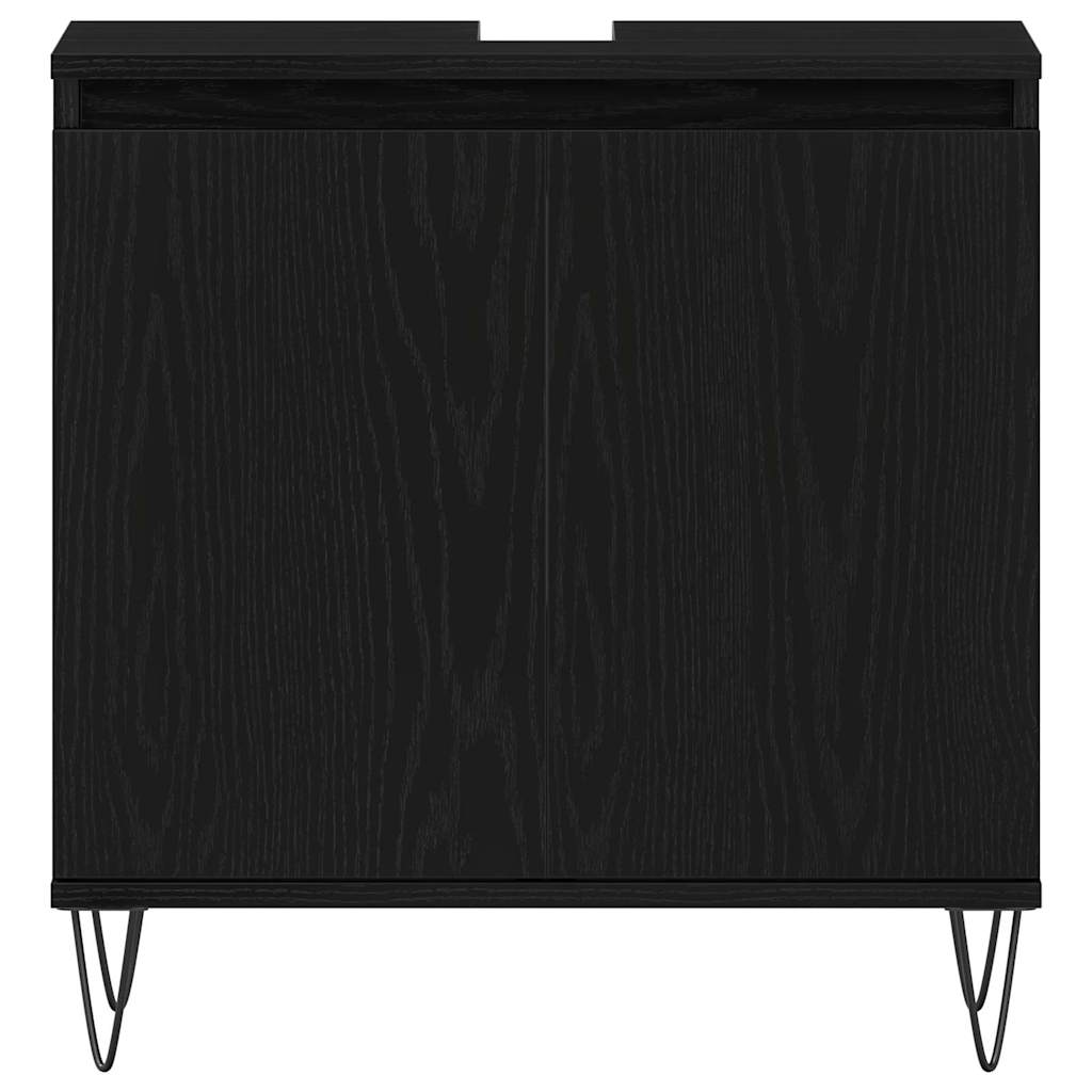 Set di mobili per il bagno 3 pcs Rovere Nero 30 x 30 x 190 cm | homemem39