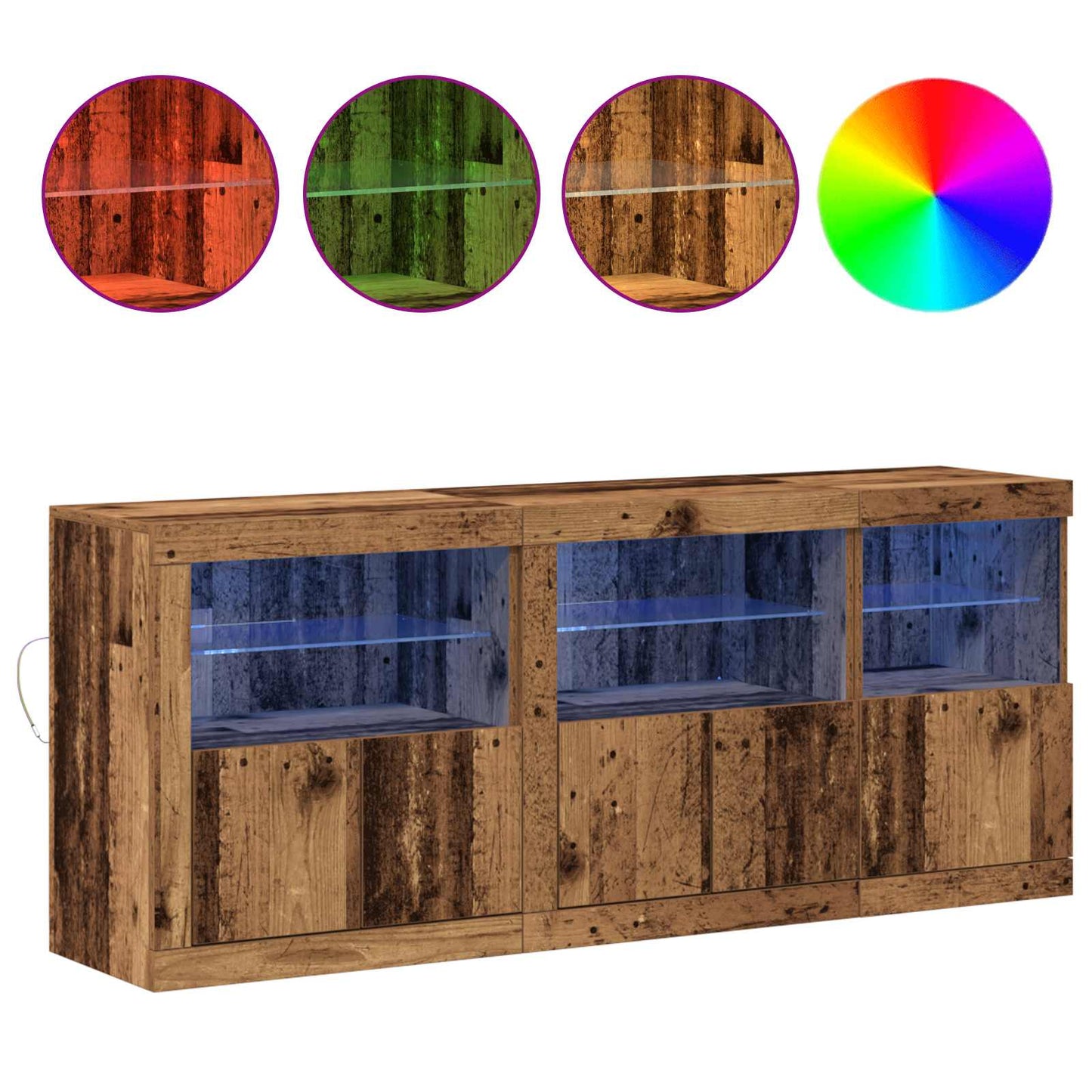 Madia LED Legno vecchio 162 x 37 x 67 cm Legno multistrato | homemem39