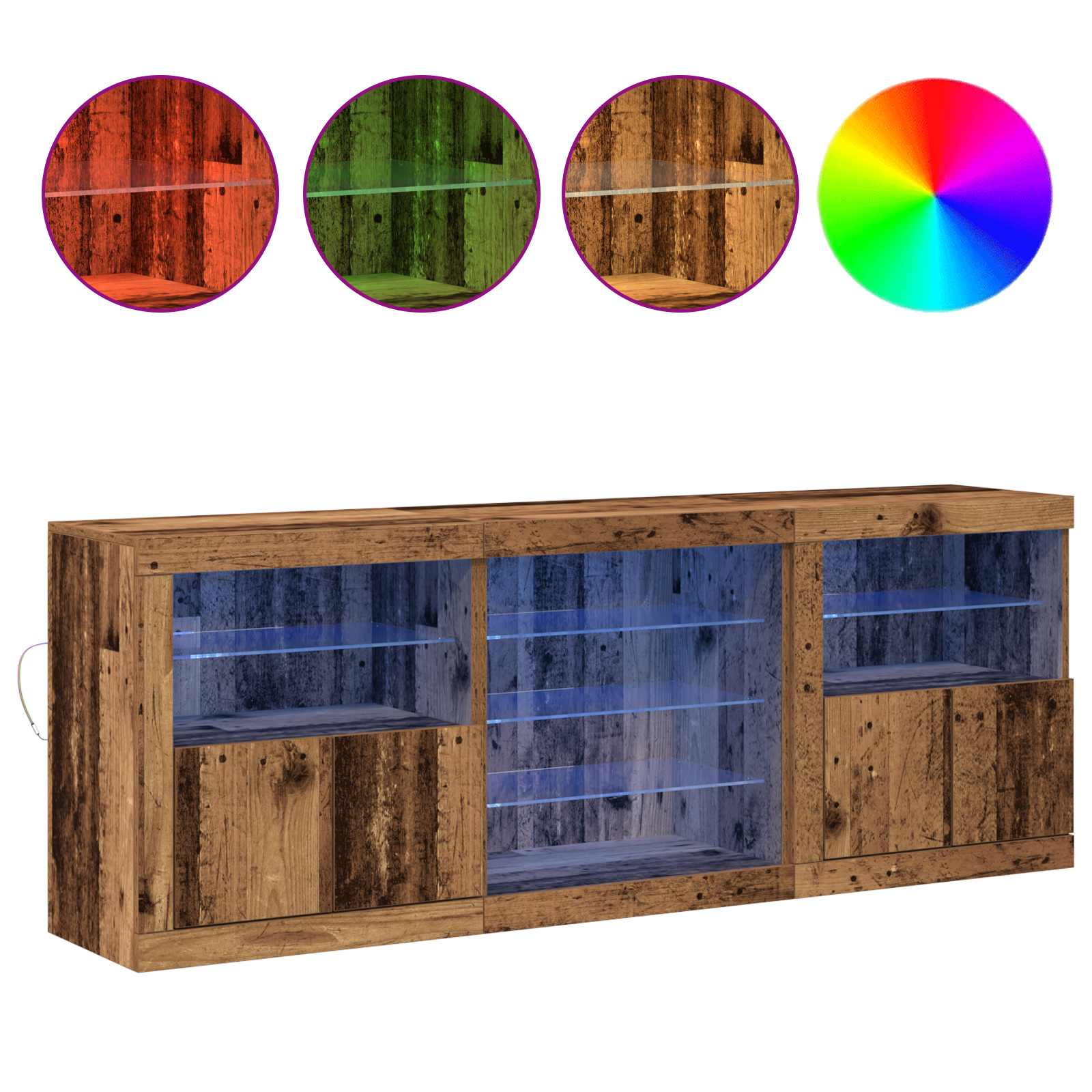 Madia LED Legno vecchio 181,5 x 37 x 67 cm Legno multistrato | homemem39
