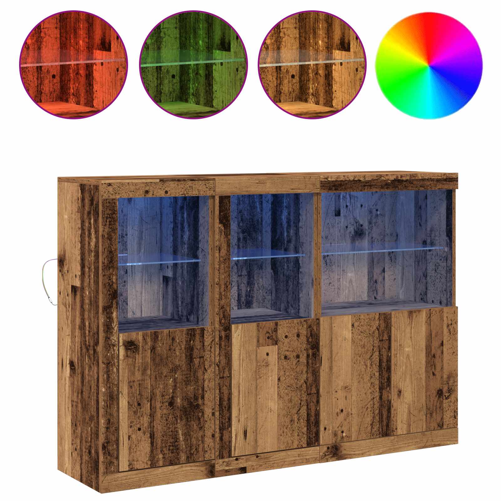 Madia LED Legno vecchio 142,5 x 37 x 100 cm Legno multistrato | homemem39