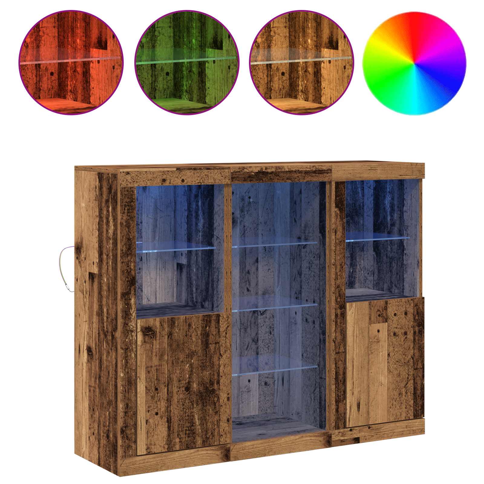 Madia LED Legno vecchio 123 x 37 x 100 cm Legno multistrato | homemem39