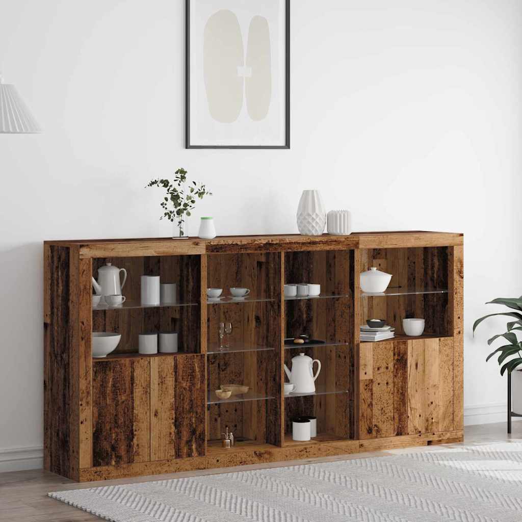 Madia LED 3 pcs Legno vecchio 202 x 37 x 100 cm | homemem39