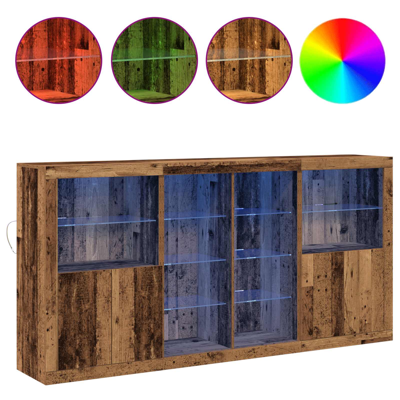 Madia LED 3 pcs Legno vecchio 202 x 37 x 100 cm | homemem39