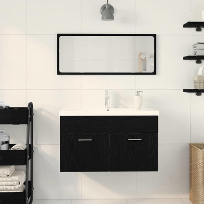 Mobile da Bagno Rovere Nero 90 x 38,5 x 46 cm Legno multistrato | homemem39