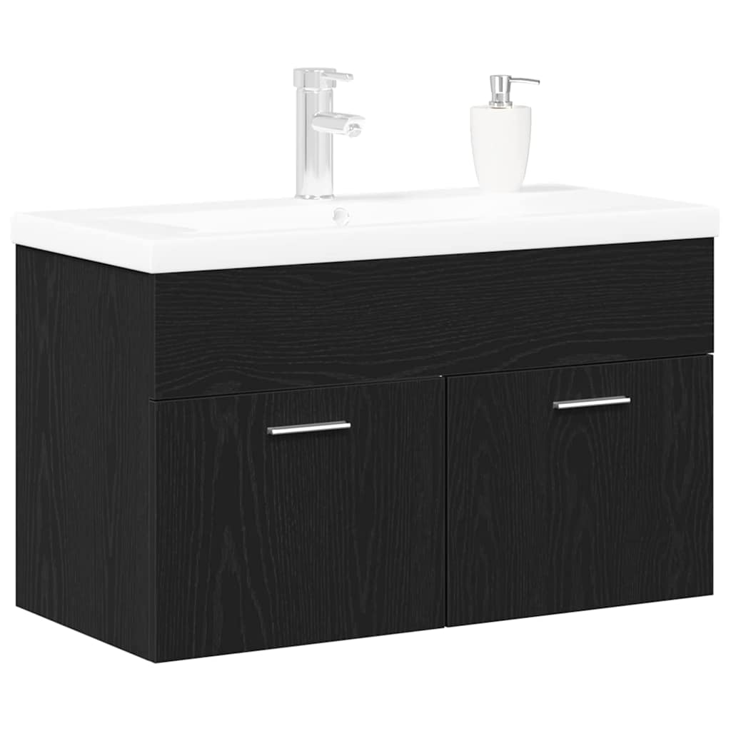 Mobile da Bagno Rovere Nero 80 x 38,5 x 46 cm Legno multistrato | homemem39