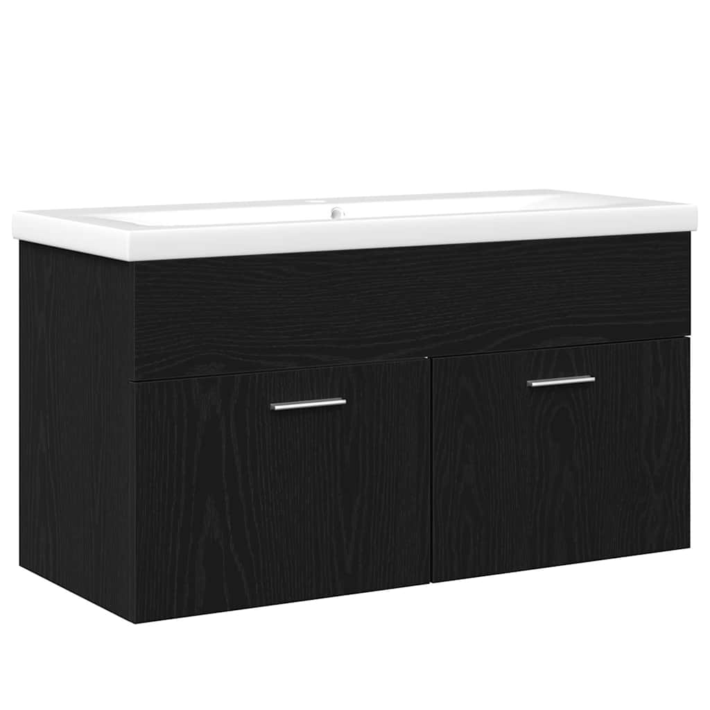 Mobile da Bagno Rovere Nero 90 x 38,5 x 46 cm Legno multistrato | homemem39