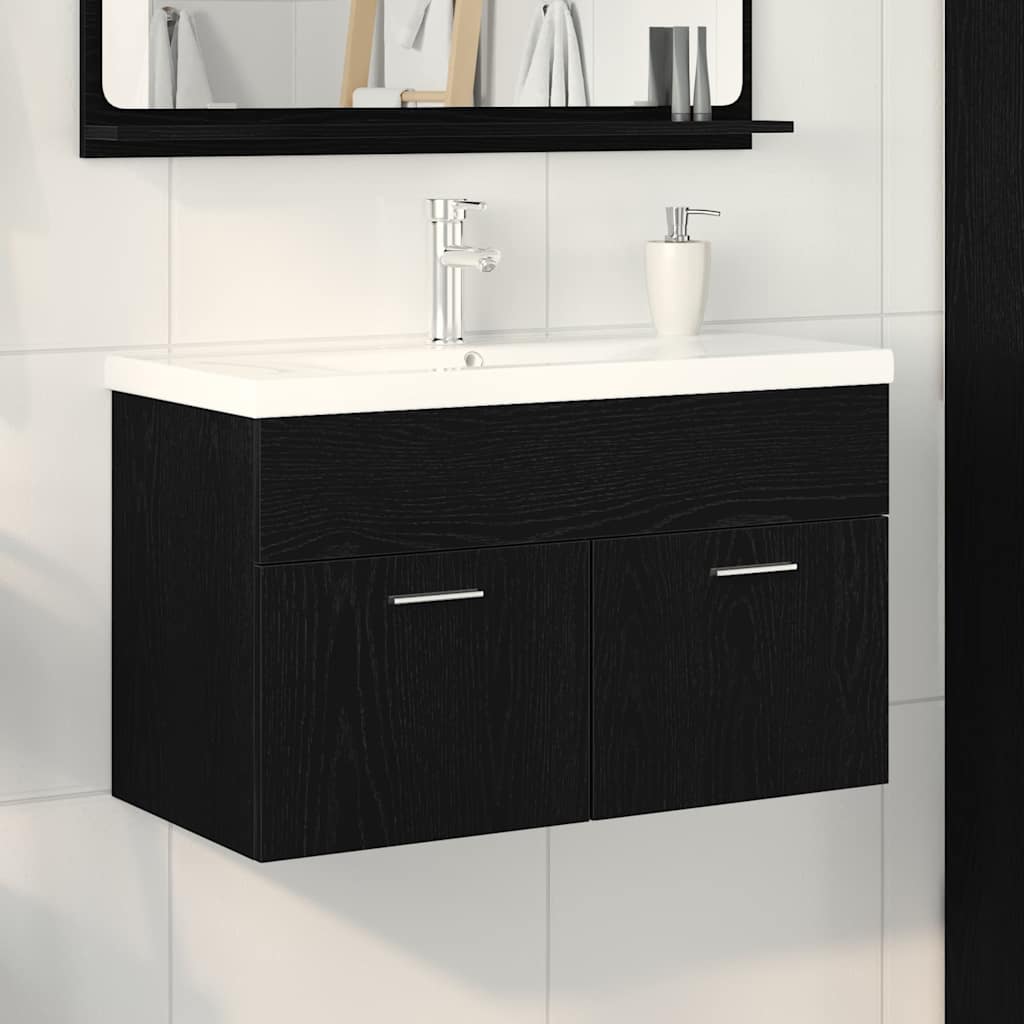 Mobile da Bagno Rovere Nero 80 x 38,5 x 46 cm Legno multistrato | homemem39
