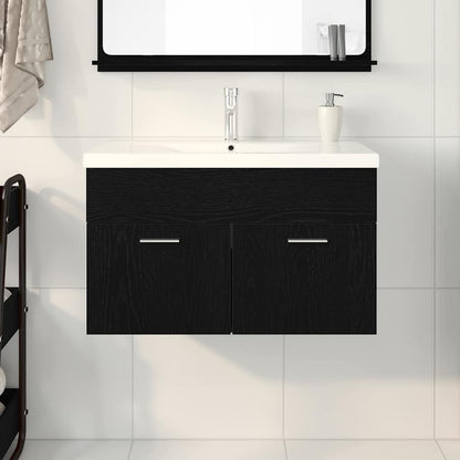 Mobile da Bagno Rovere Nero 80 x 38,5 x 46 cm Legno multistrato | homemem39