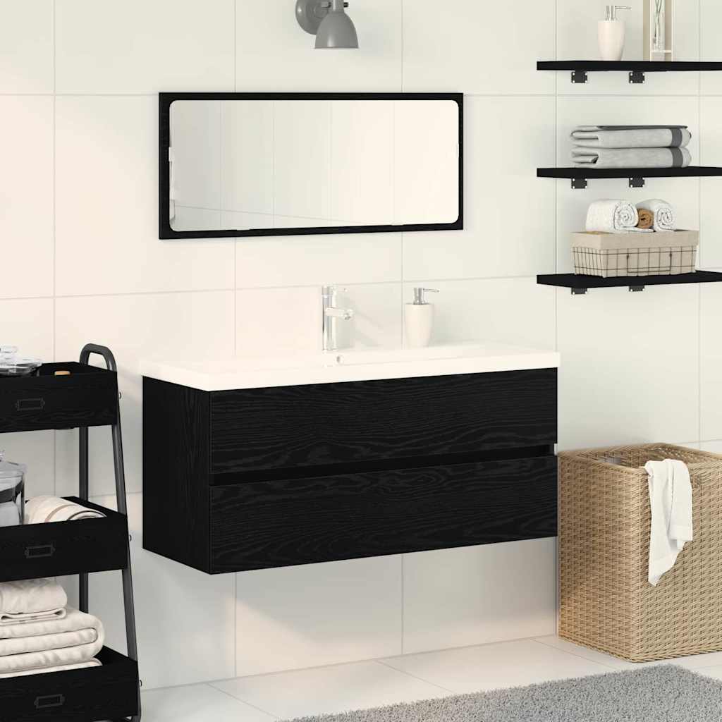 Armadio per Lavabo da Bagno Rovere Nero 100 x 39 x 62 cm