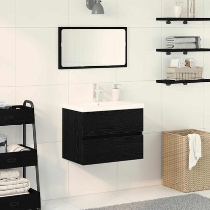 Armadio per Lavabo da Bagno Rovere Nero 60 x 39 x 62 cm