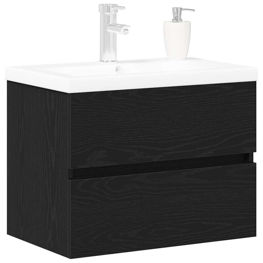 Armadio per Lavabo da Bagno Rovere Nero 60 x 39 x 62 cm