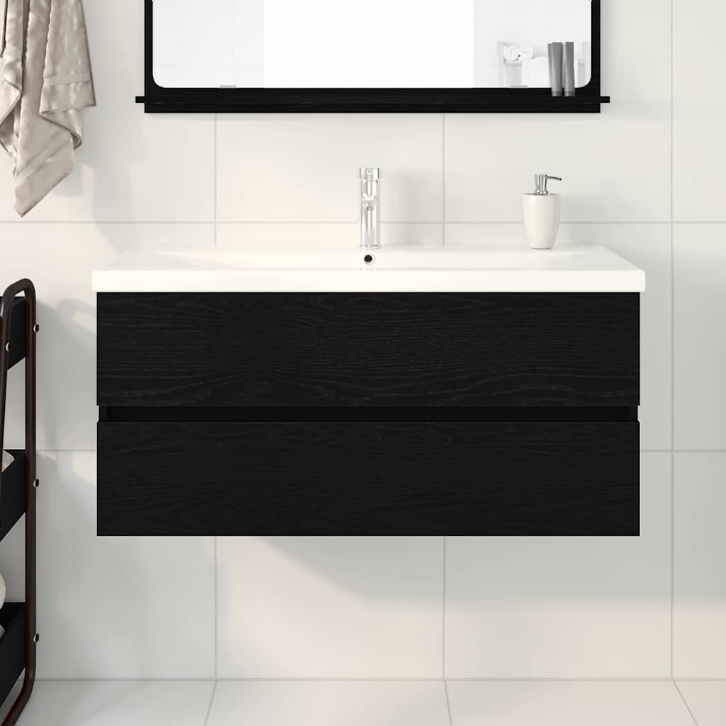Armadio per Lavabo da Bagno Rovere Nero 100 x 39 x 62 cm | homemem39