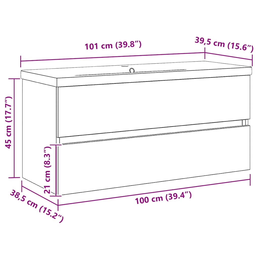 Armadio per Lavabo da Bagno Rovere Nero 100 x 39 x 62 cm