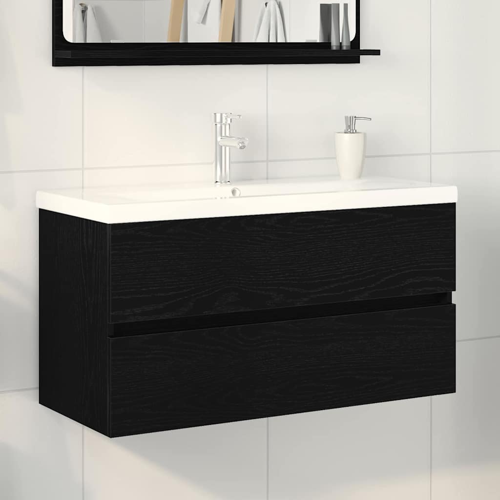 Armadio per Lavabo da Bagno Rovere Nero 90 x 39 x 62 cm | homemem39