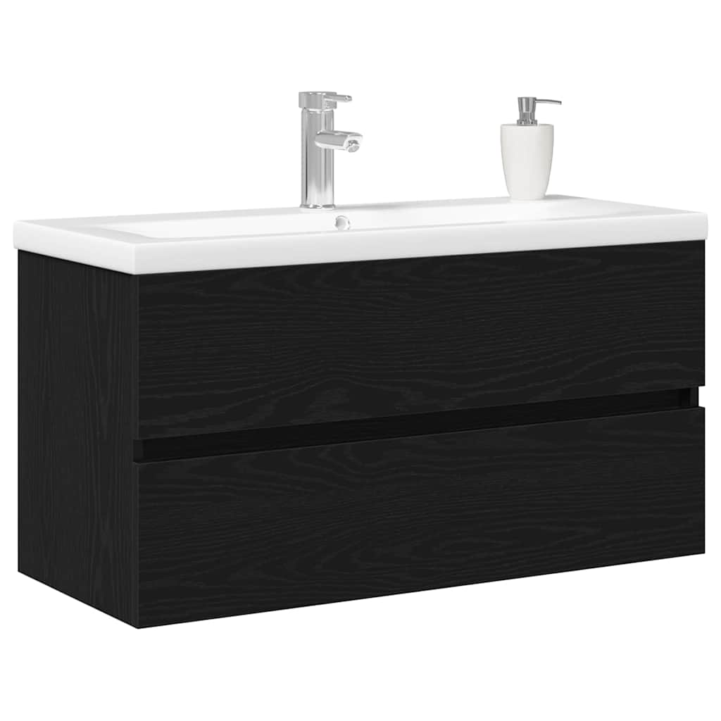 Armadio per Lavabo da Bagno Rovere Nero 90 x 39 x 62 cm
