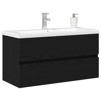 Armadio per Lavabo da Bagno Rovere Nero 90 x 39 x 62 cm