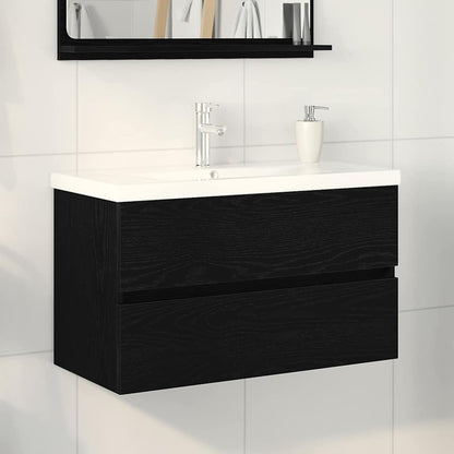 Armadio per Lavabo da Bagno Rovere Nero 80 x 39 x 62 cm