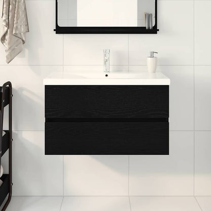 Armadio per Lavabo da Bagno Rovere Nero 80 x 39 x 62 cm | homemem39