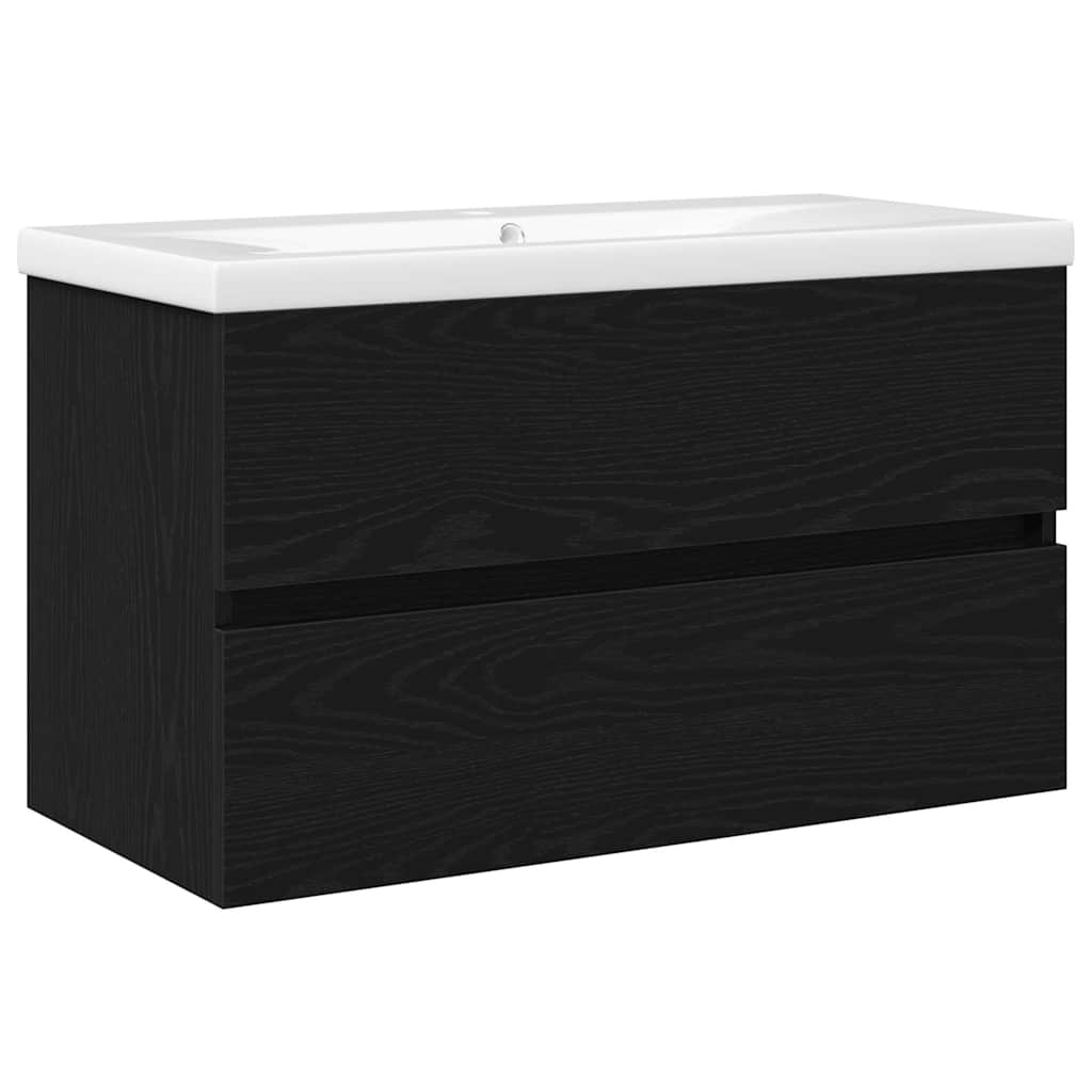 Armadio per Lavabo da Bagno Rovere Nero 80 x 39 x 62 cm | homemem39