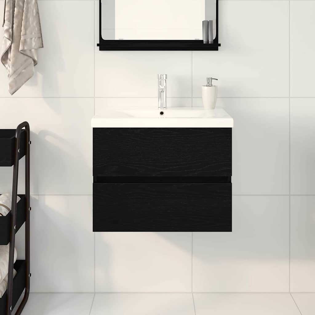 Armadio per Lavabo da Bagno Rovere Nero 60 x 39 x 62 cm | homemem39