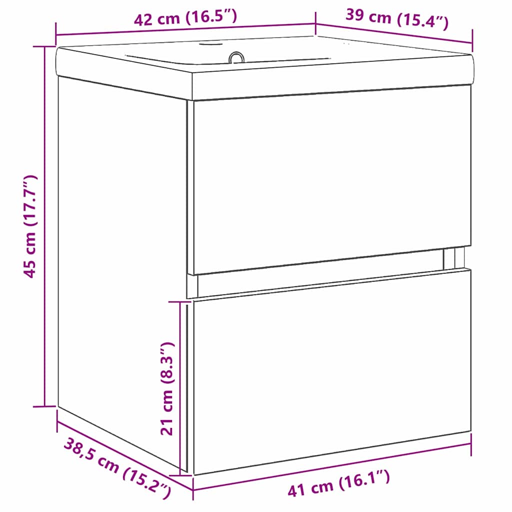 Armadio per Lavabo da Bagno Rovere Nero 80 x 39 x 62 cm
