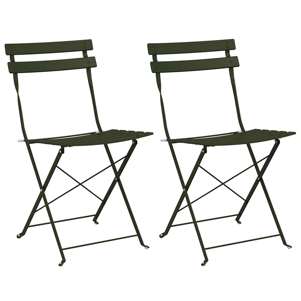 Sedia Pieghevole da Giardino 2 pcs Verde 42 x 46 x 82cm Acciaio - homemem39