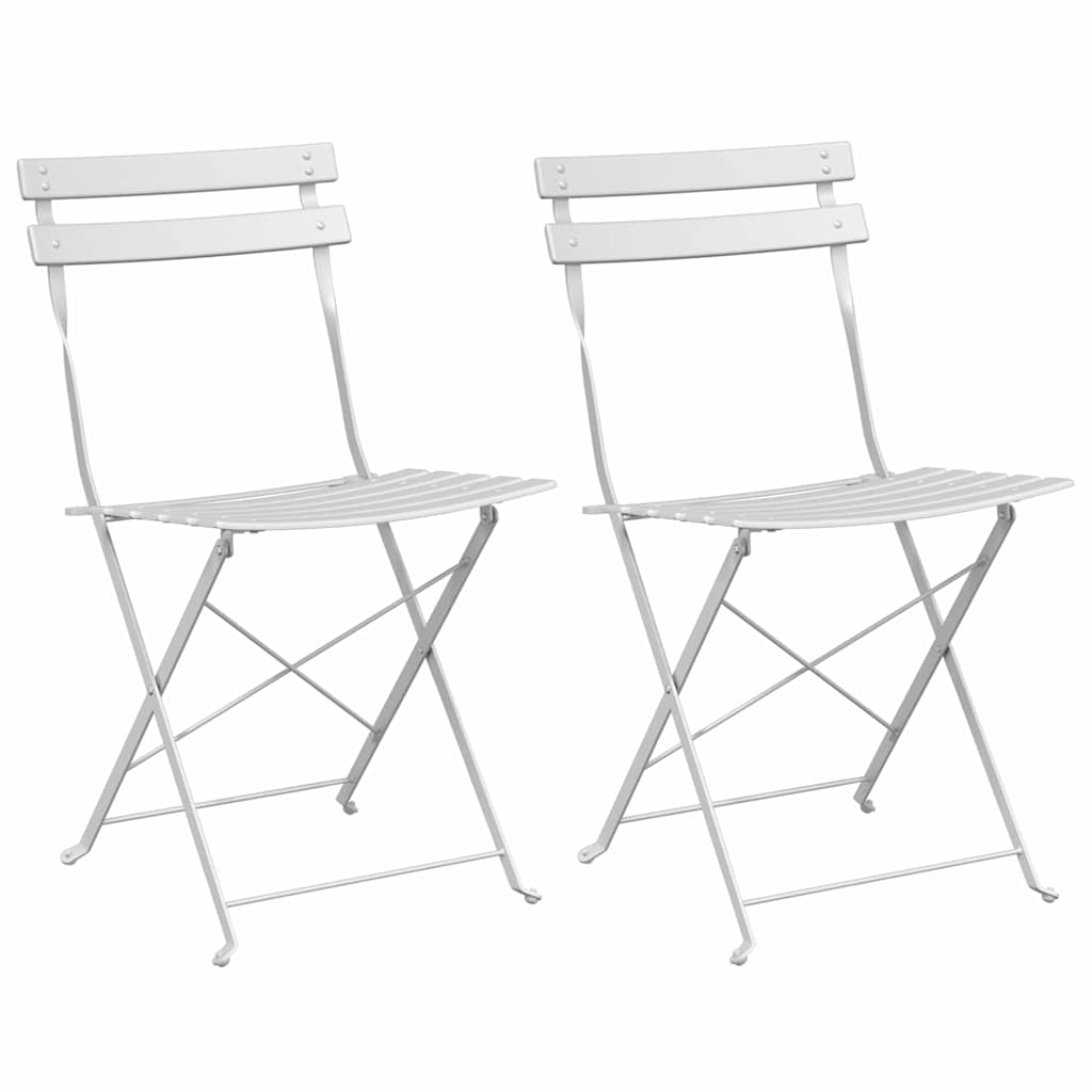 Sedia Pieghevole da Giardino 2 pcs Bianco 42 x 46 x 82cm - homemem39