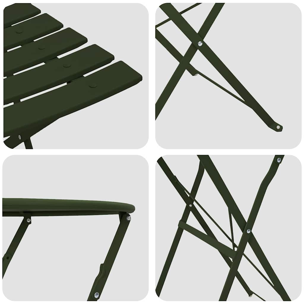 Set Bistro Pieghevole 3 pcs Verde scuro Acciaio - homemem39