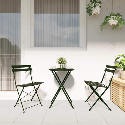 Set Bistro Pieghevole 3 pcs Verde scuro Acciaio - homemem39
