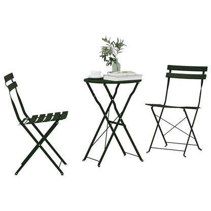 Set Bistro Pieghevole 3 pcs Verde scuro Acciaio - homemem39