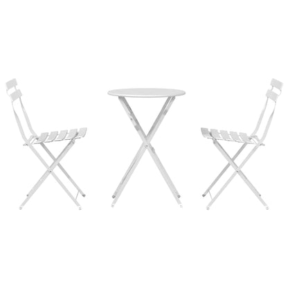 Set Bistro Pieghevole 3 pcs Bianco Acciaio - homemem39