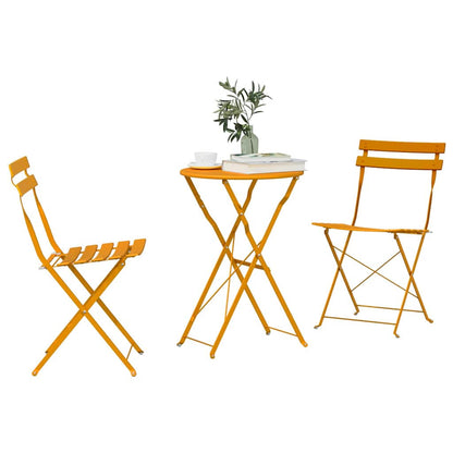Set Bistro Pieghevole 3 pcs Senape Acciaio - homemem39